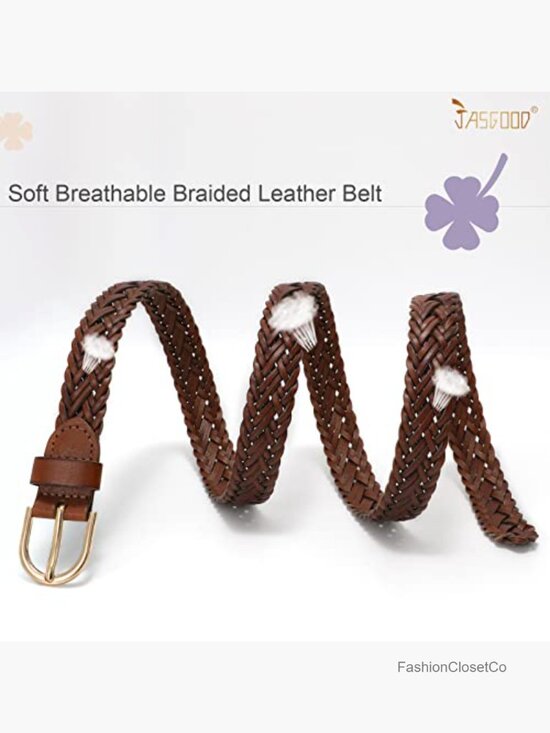 2 Pack Women Skinny Braided Leather Belts Woven Waist Belt main image 5